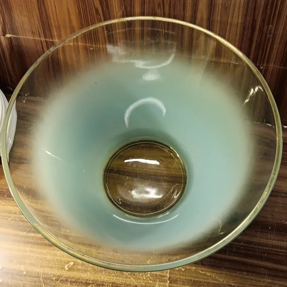 Vintage 1950s Blenko glass  MCM turquoise fade salad bowl